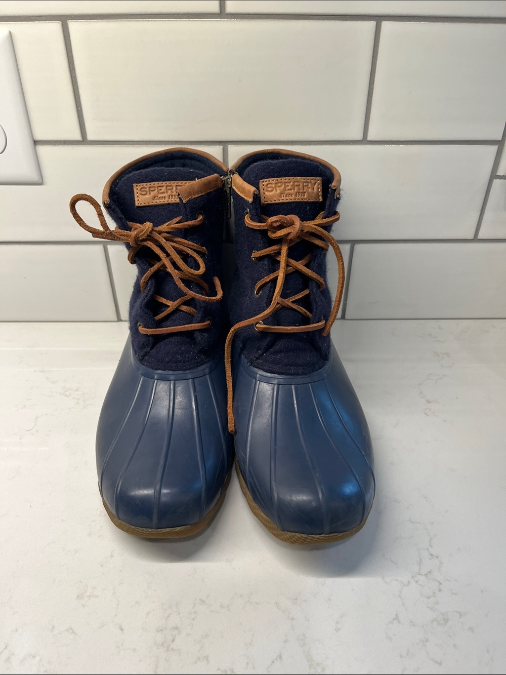 Sperry womens Navy Blue and Brown Duck Boots